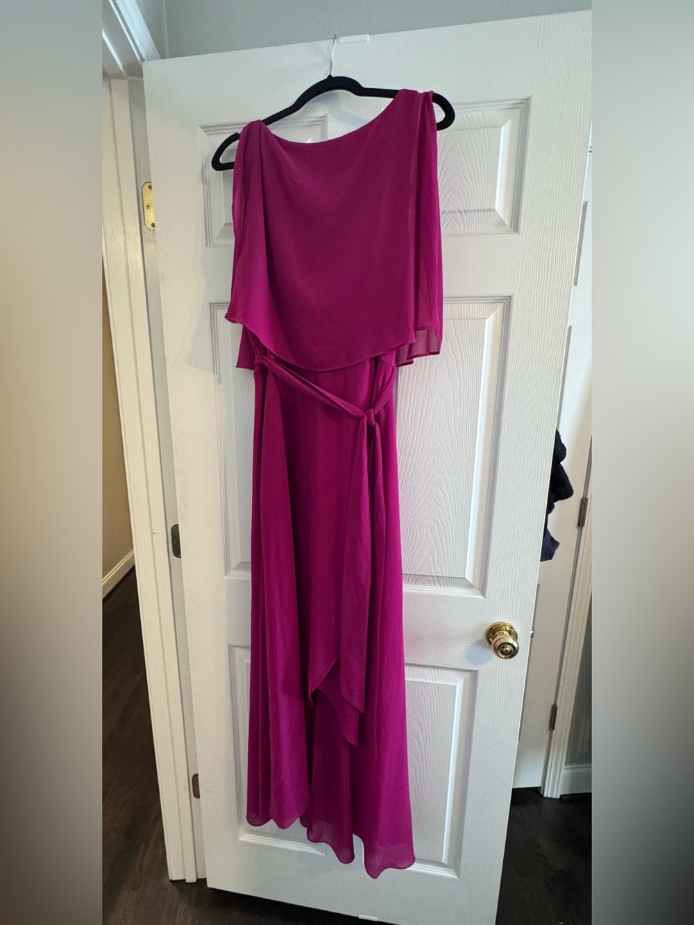 Jessica Howard Fuchsia Chiffon Cape Maxi Dress